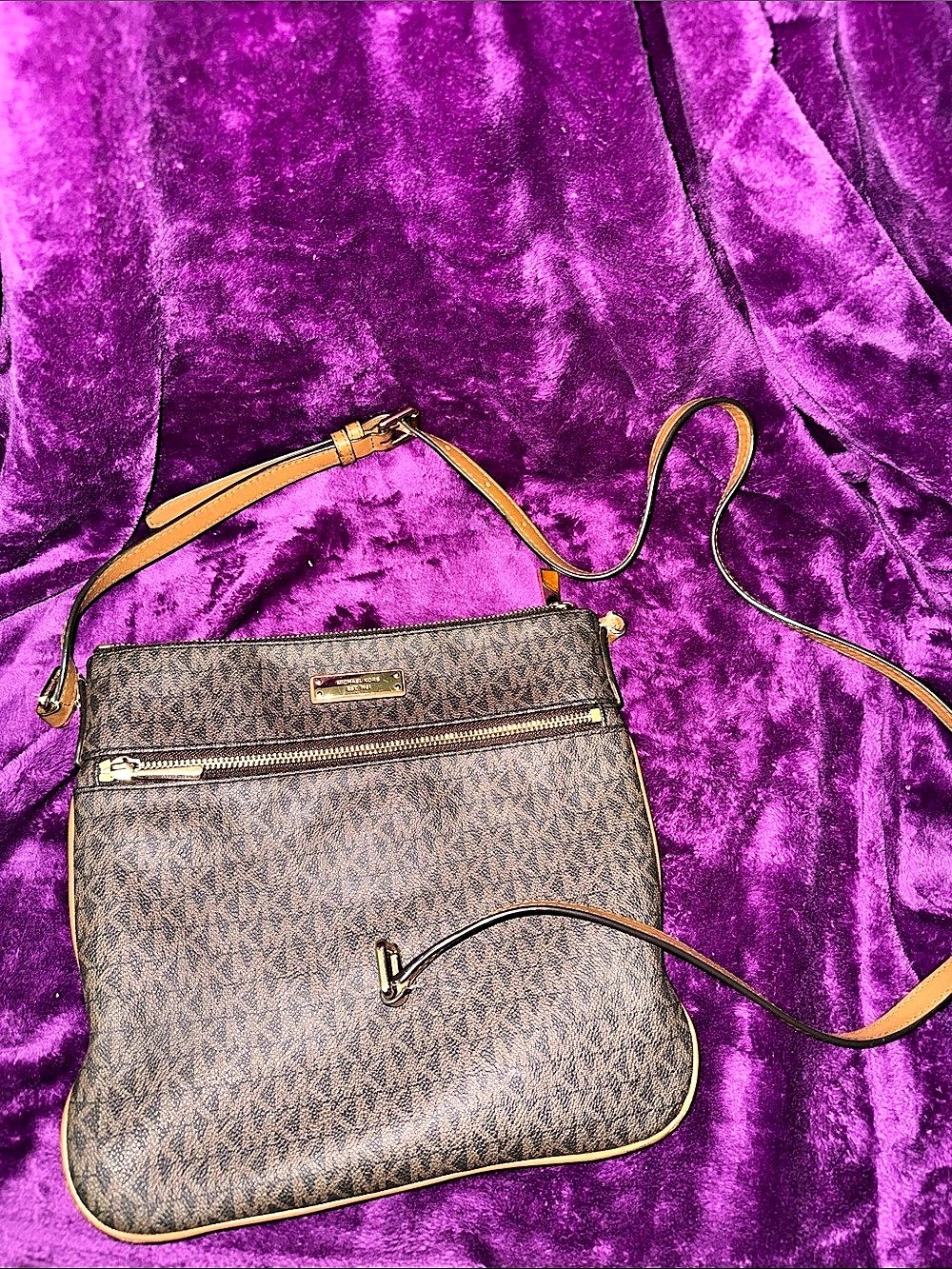 Michael Kors Jet Set Large Printed Logo Crossbody Bag Brown